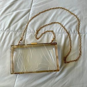 Clear with gold accent hardware